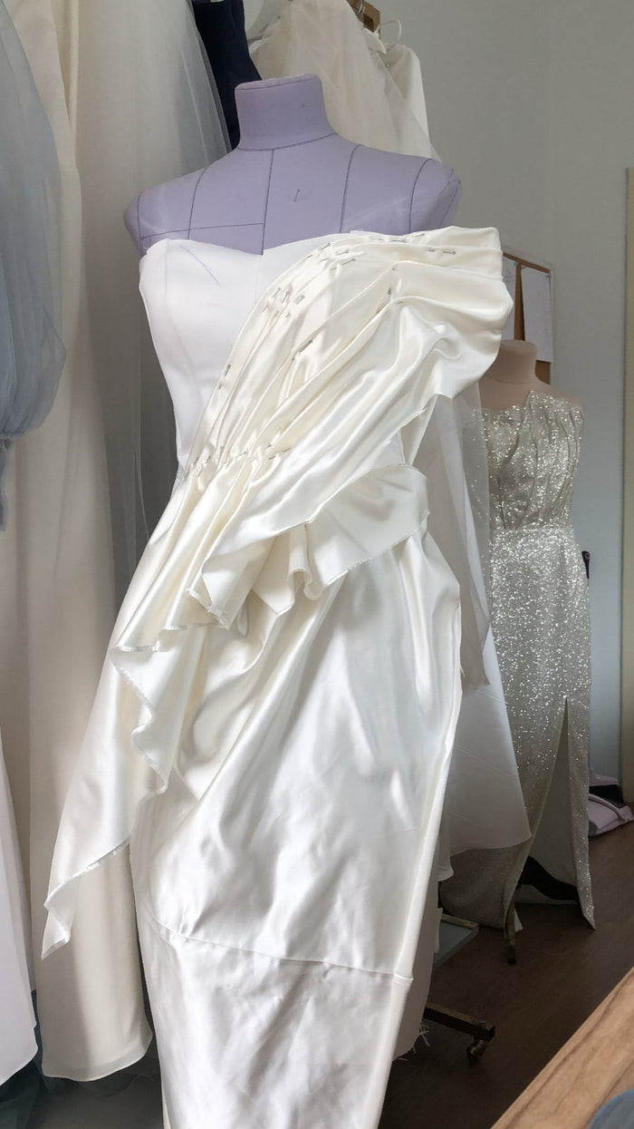 Cascading Ruffle Wedding Dress: One Diagonal Ruffle That Does the Work