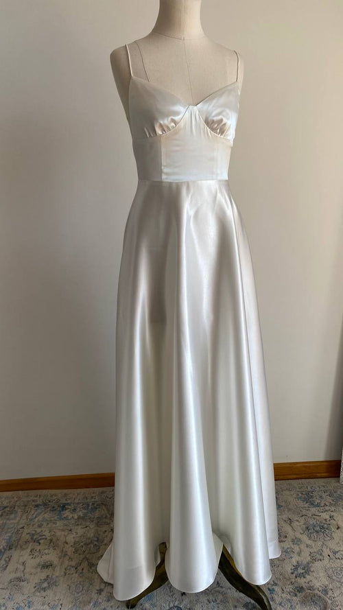 Silk wedding dress with spaghetti straps