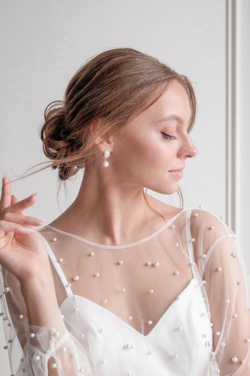 Beaded wedding dress with pearls