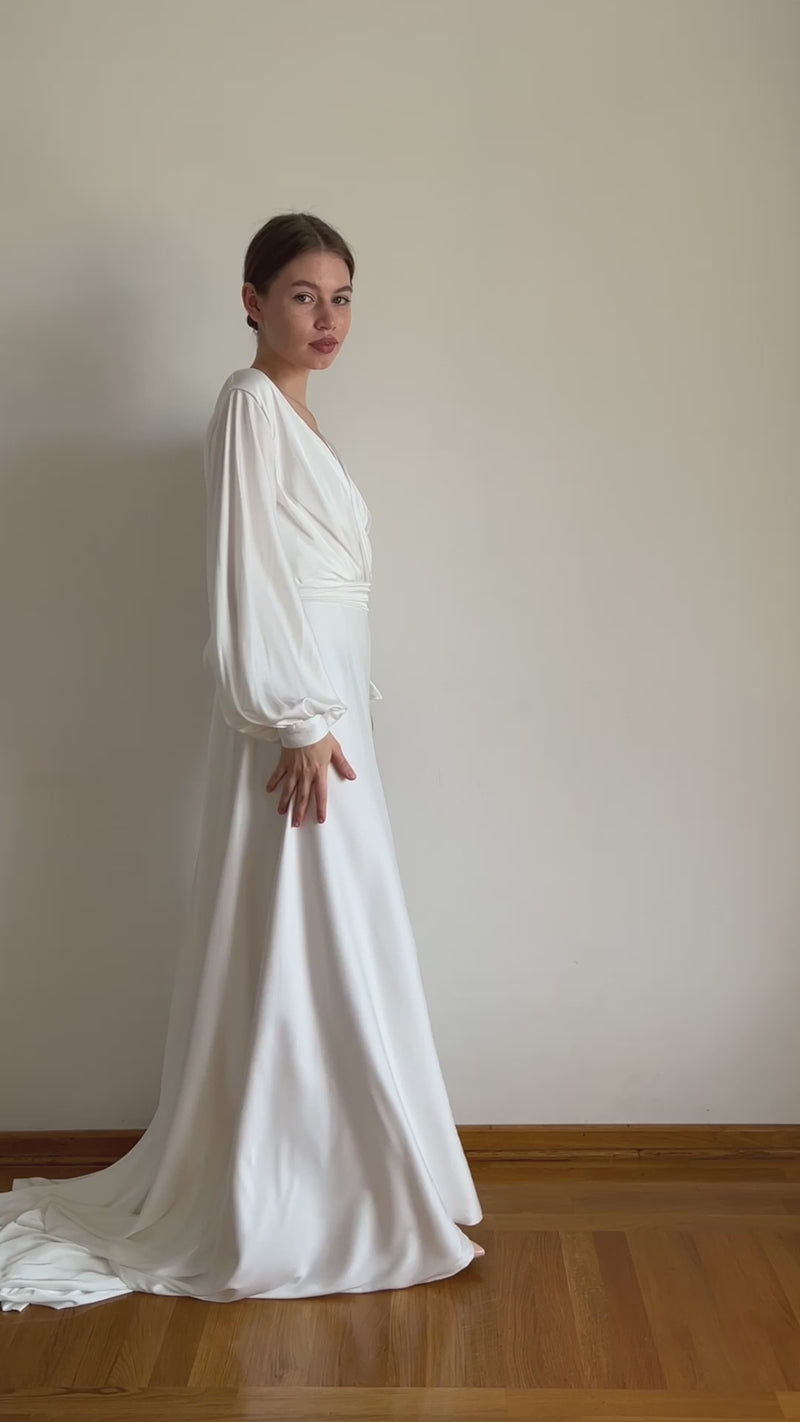 Samantha Light Wrap Wedding Dress with Open Back