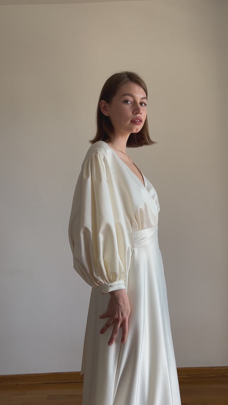 Daniella Modest Wrap Wedding Dress with Closed Back