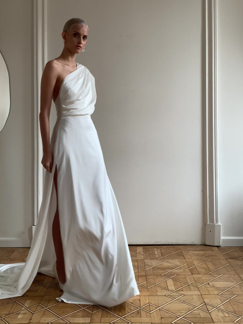 One shoulder wedding dress