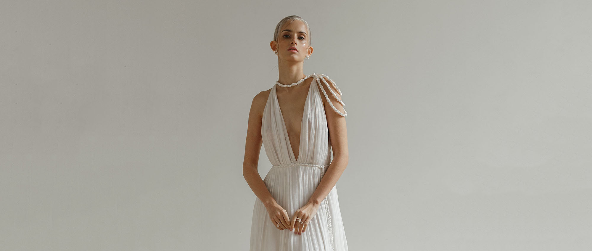 Priya — V-neck in champagne silk